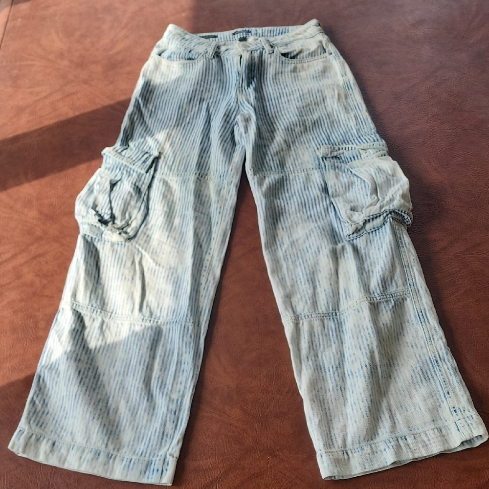 Wild Fable Blue Striped Flare Jeans